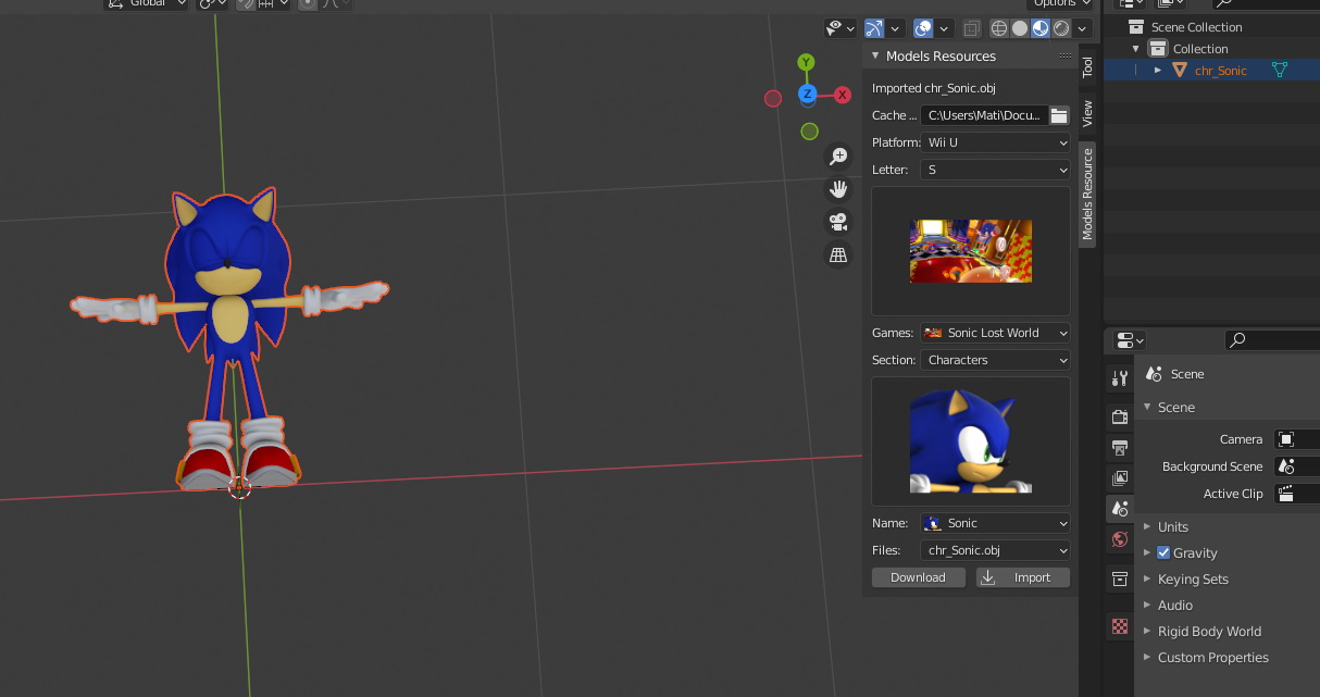 The VG Resource ModelsResource Blender addon importer